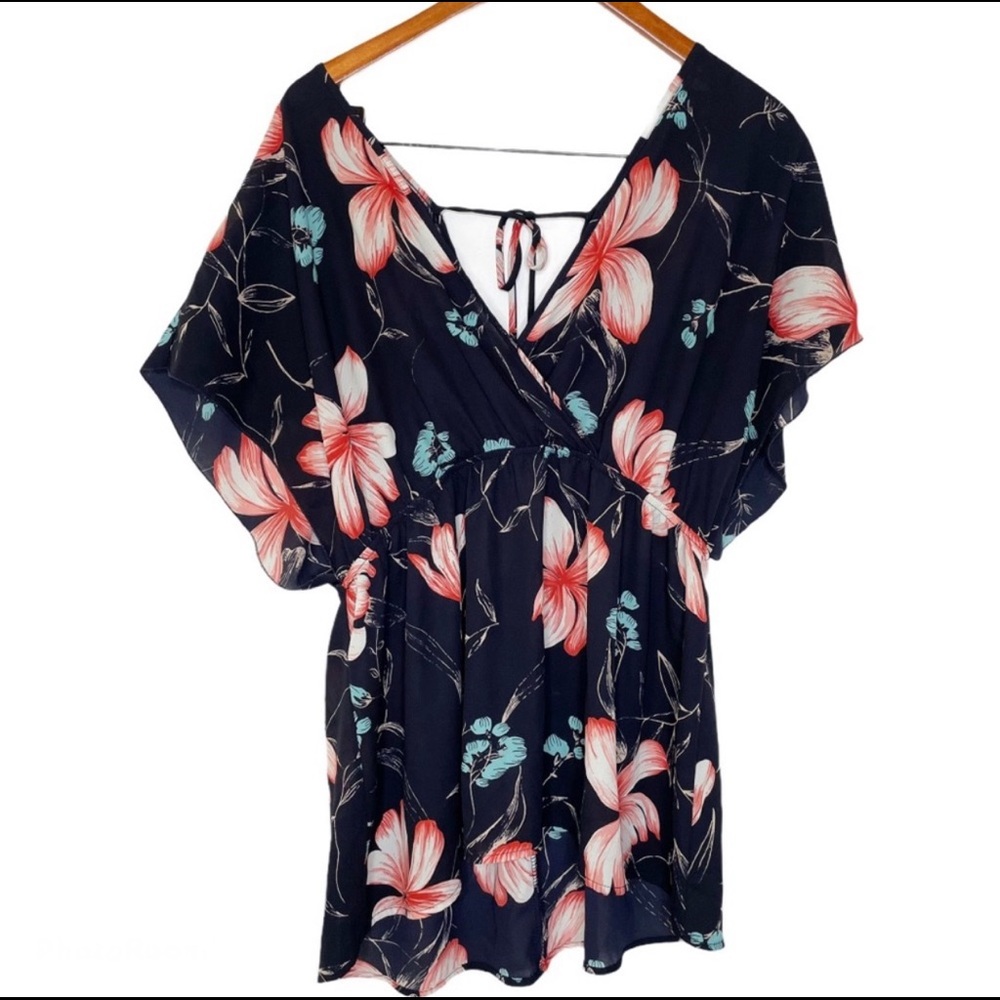Torrid sz 0 sheer floral swimsuit cover up large
